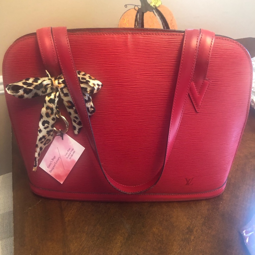 Louis Vuitton red Epi Large Bag